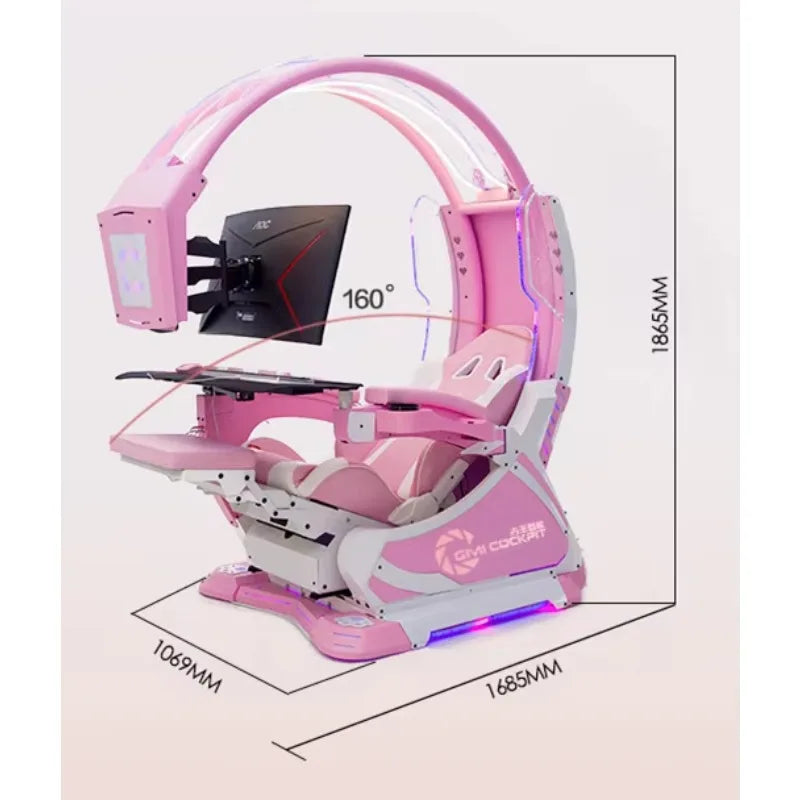Custom Support 2 Screens Super Dream Pod Zero Gravity Recline Tilting PC Gaming Racing Chair Gaming Cockpit