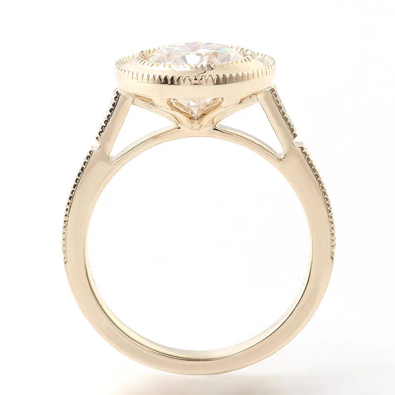 Provence 10K Yellow Gold Halo Ring IGI 2CT D/VS1 Lab Grown Diamond Luxury Engagement Ring for Women Men Personalized Custom