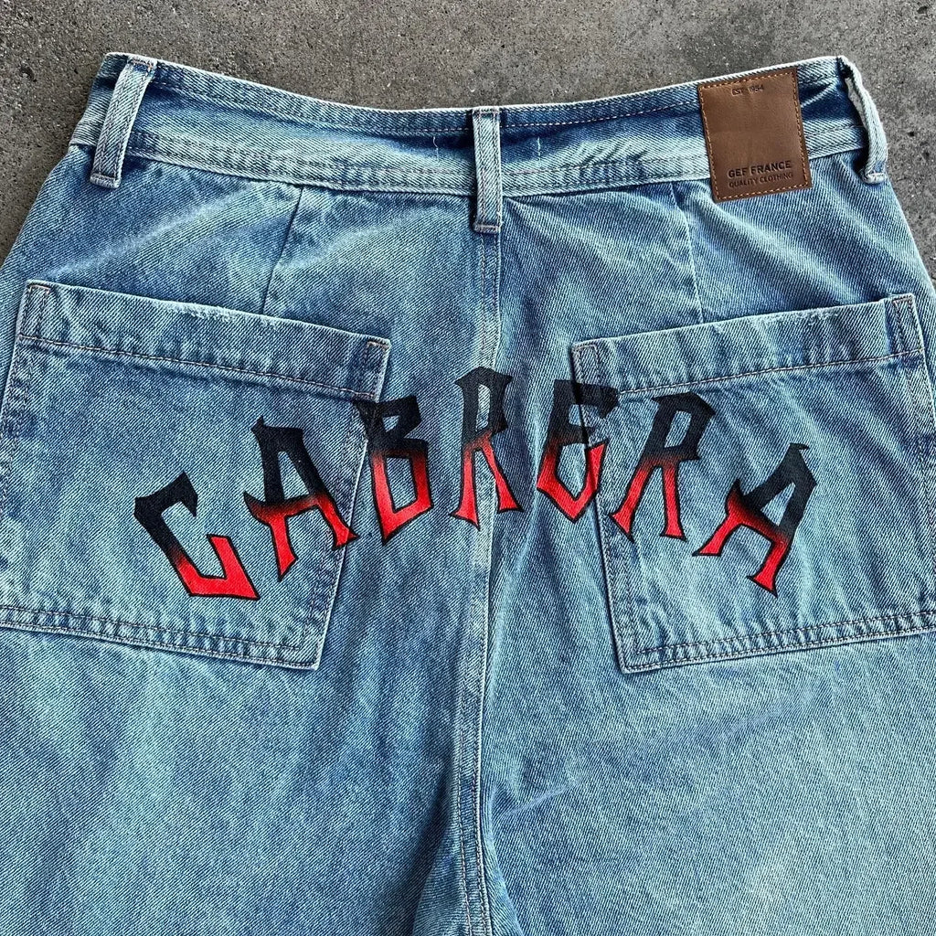 Harajuku high street y2k baggy jeans vintage wide leg denim pants popular anime jeans streetwear couples trouser men clothing
