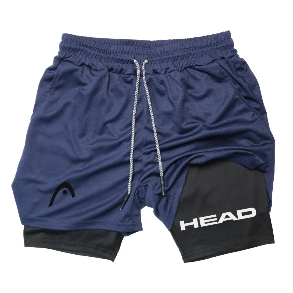 Anime Berserk Head Running Shorts Men Fitness Gym Training 2 in 1 Sports Quick Dry Workout Jogging Double Deck Summer
