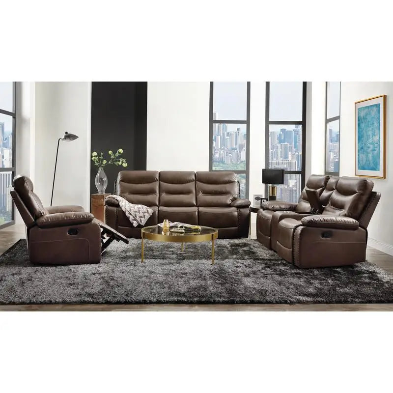 Brown Leather GEL Match Recliner Loveseat - Cozy 2-Seater Sofa for Living Room, Stylish and Comfortable Seating Solution