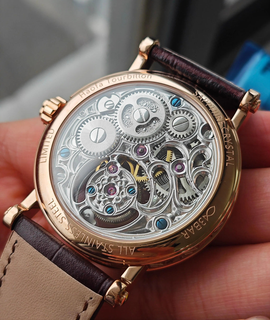 Haofa Tourbillon Watch for Men CNC Classical Texture Engraving Sapphire Manual Skeleton Movement Mechancial Watch Business 1602