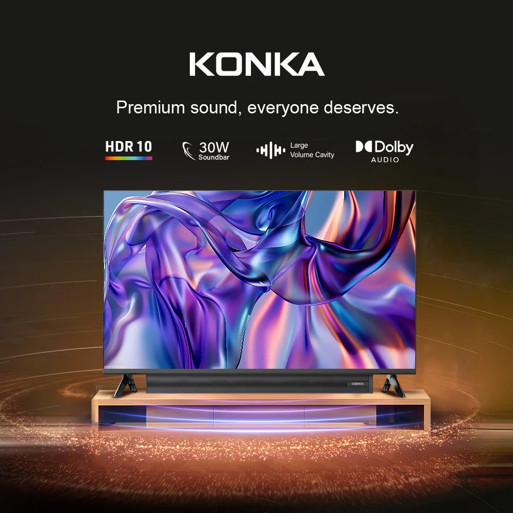 KONKA 32 inch Smart TV 30W Soundbar HDR10 V-Max Display Theater Audio Dynamic Sound Television Tizen OS By SAMSUNG 1Y Warranty