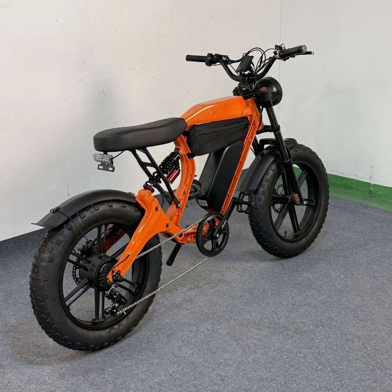 SXLL Electric Hybrid Bike Vintage Off-Road Ebike 750W Full Suspension Moped Electric Off-Road Bike