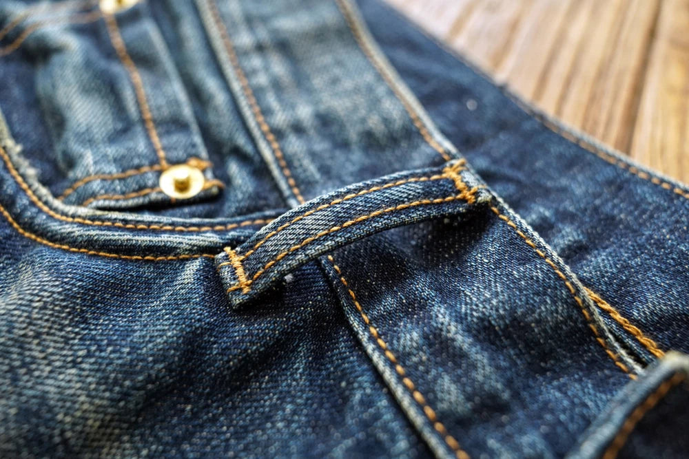Sauce zhan Bamboo shaped yarn Mens Jeans Selvedge Denim Jeans Distressed Wash jeans for men Straight Fit 14 Oz