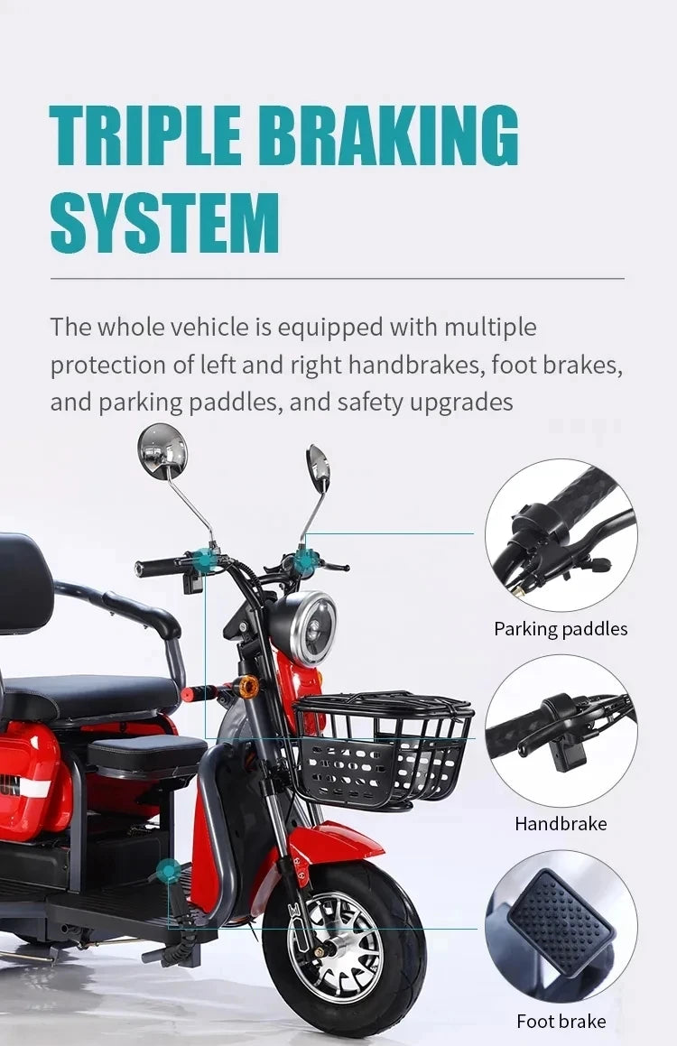 D185 New Three-wheeled Electric Bicycle Ticycle 48V/60V Three-wheeled Electric Motorcycle