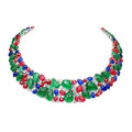BELLUX Heavy Design Top Quality Ultra Luxury 925 Silver Synthetic Gemstone Carving Fruit Leaf Wide Edition Vintage Necklace