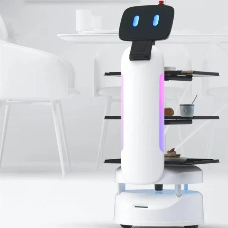 Customized Amy Humanoid AI Robot Waiter for Restaurant / Coffee Shop Automatic Walk and Talk Meal Delivery Robot