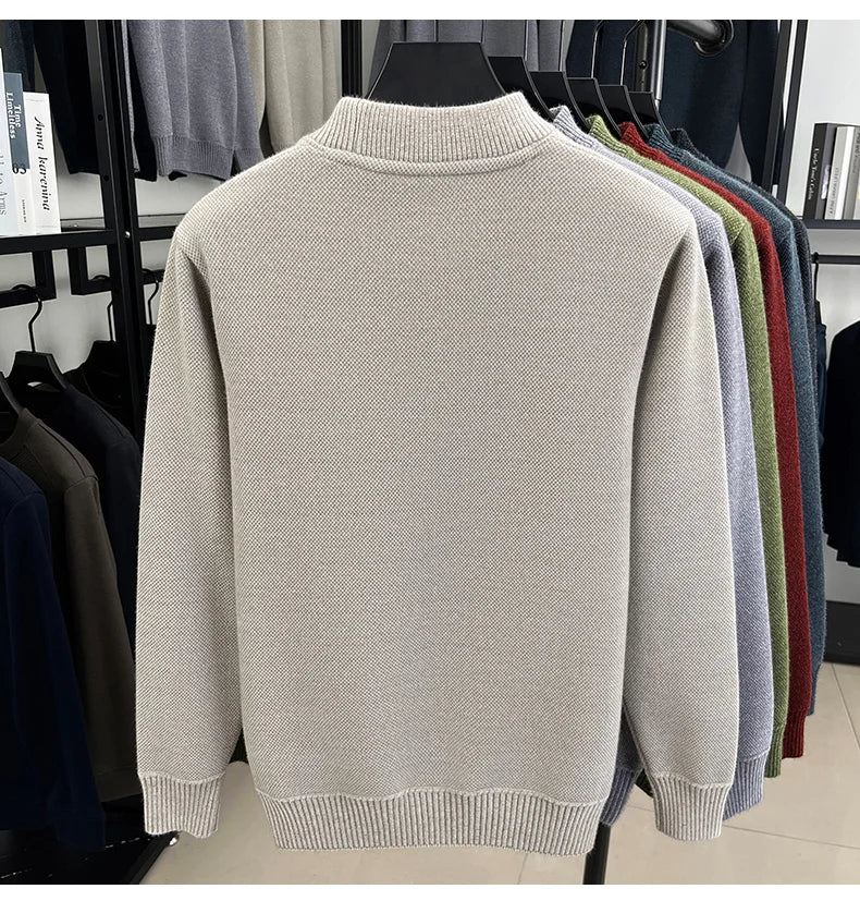 High end brand men's round neck sweater letters cartoon embroidery comfort casual knitted pullover fashion luxurious golf top