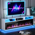 58" Fireplace TV Stand for TVs Up to 65" with 52" Electric Fireplace, TV Console for The Living Room, LED Light, Custom