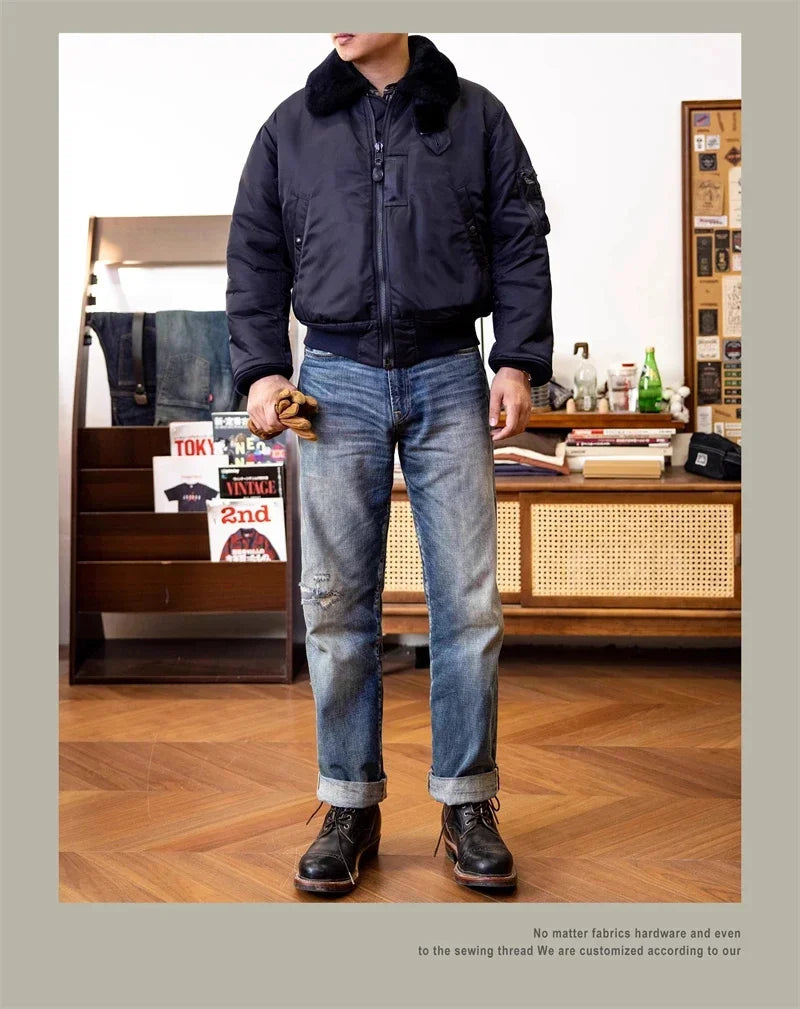 Flight Red Tornado B-15C Jacket Heavy Duty Wool Insulated Coat Winter Men Windbreaker With Fur Collar 2026ss design