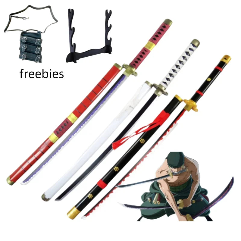40incn Roronoa Zoro Katana Ninja Knife Sword Anime Cosplay Costume Zoro Real Size Japanese Katana Original Samurai Sabre Gift