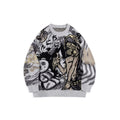 Loose Long Sleeve round Neck Knitted Sweater High Street Trendy Brand Men's Cartoon Couple Casual Breathable Elastic