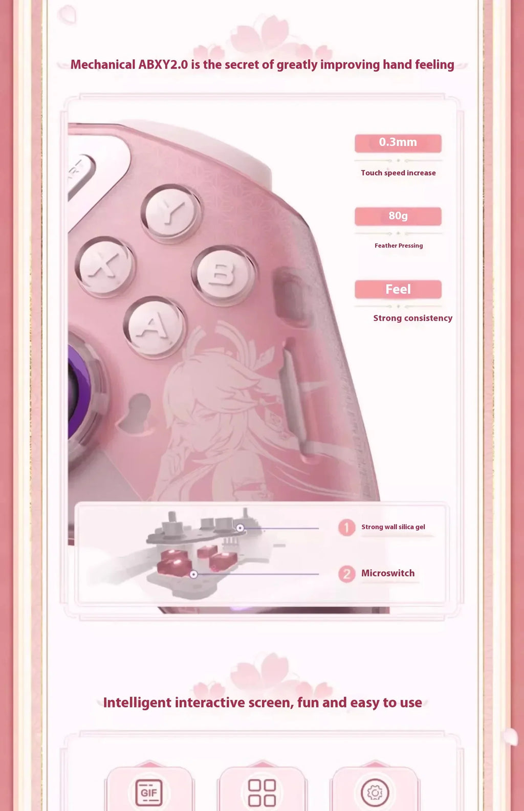 Genshin Impact Yae Miko Controller Handle Gamepads APEX4 Wireless Wired Pink Gaming Controller Handle For PC Gamer Girl Gift
