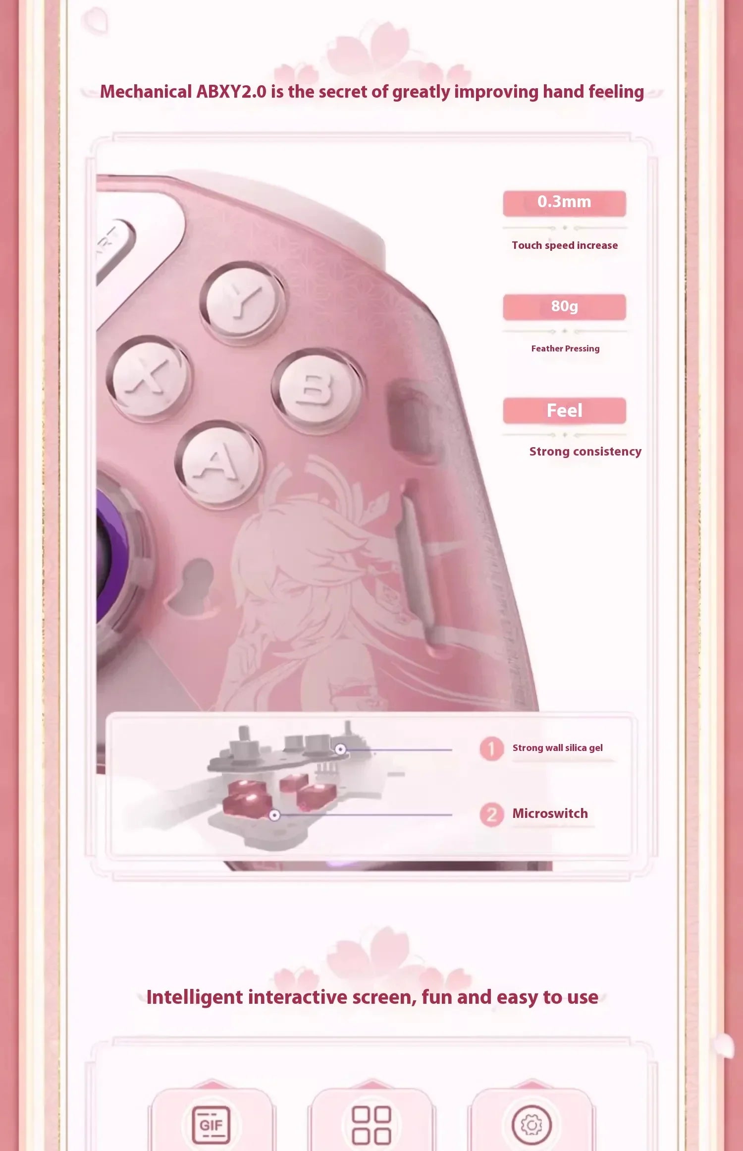 Genshin Impact Yae Miko Controller Handle Gamepads APEX4 Wireless Wired Pink Gaming Controller Handle For PC Gamer Girl Gift