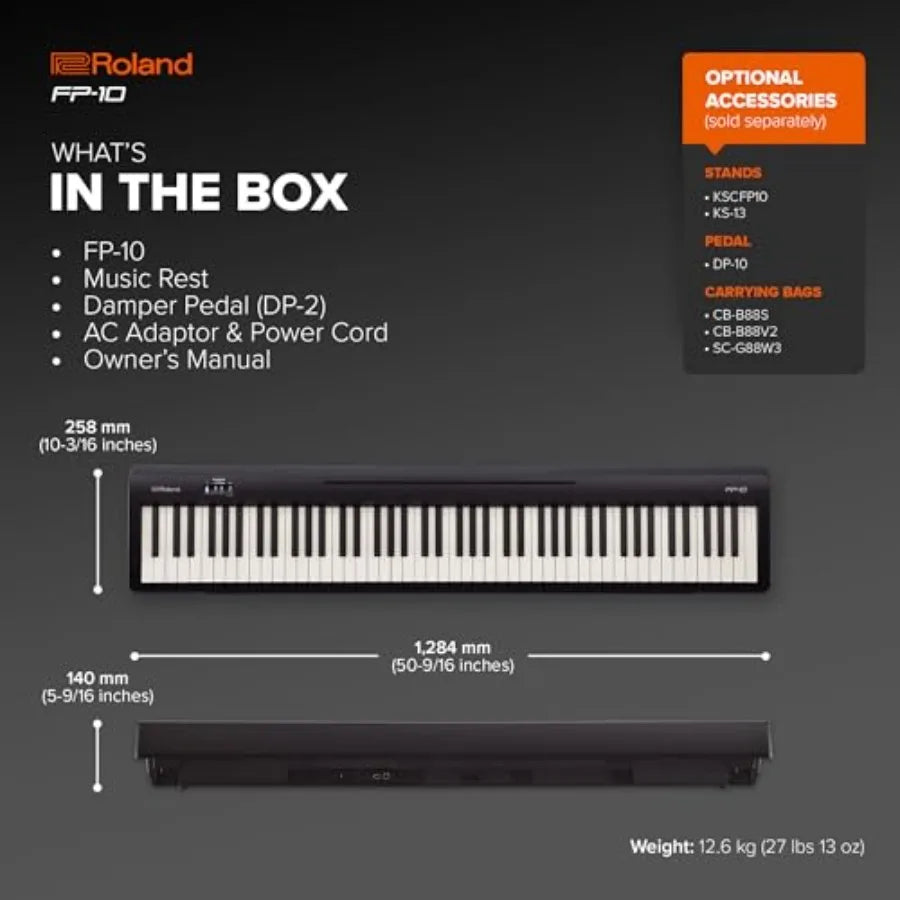 FP-10 Compact 88-Note Digital Piano SuperNATURAL Piano Tones Authentic Acoustic Feel Keyboard Great for Beginners and Experienc