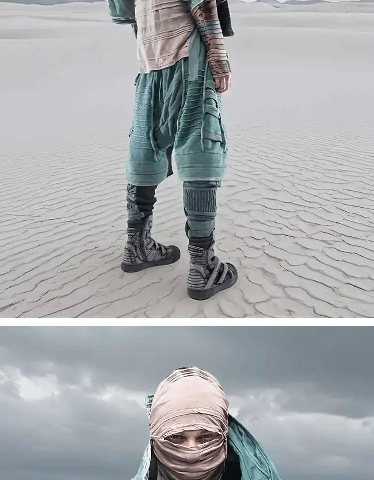 HKSH Spring New Men Tide Punk Sand Waste Land COS Asymmetric Deconstruction Pleated Coats Futuristic Washed Short Jackets HK4206