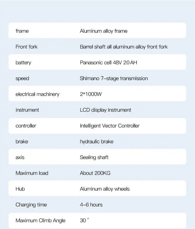 YX80 Electric Bicycle 2000w motor 48v20ah battery Hydraulic brake 50km/h 20 inch tire E-bike mountain off-road Electric bike
