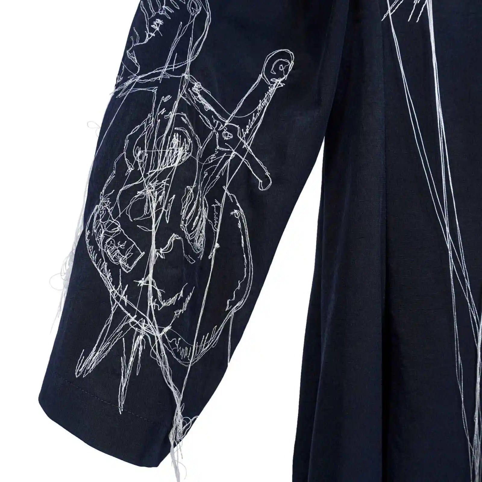 TOP-YAMAMOTO Japanese original design Dark and niche black embroidered trousers, triacetate trench coat