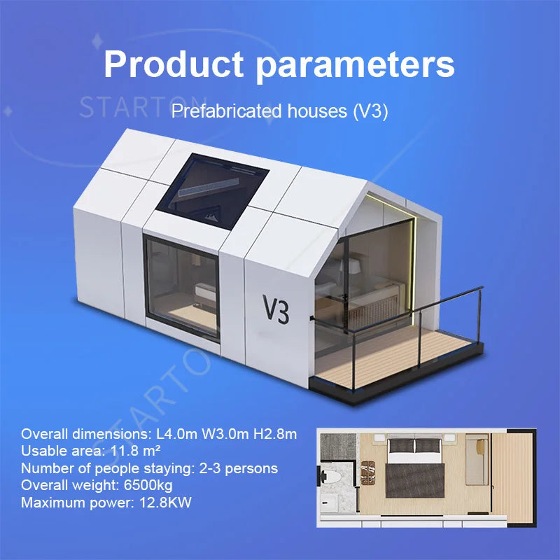 Modern Modular Prefabricated Villa Ready-Made Tiny Steel Structure House Bedroom Balcony Container Capsule Hotel Features