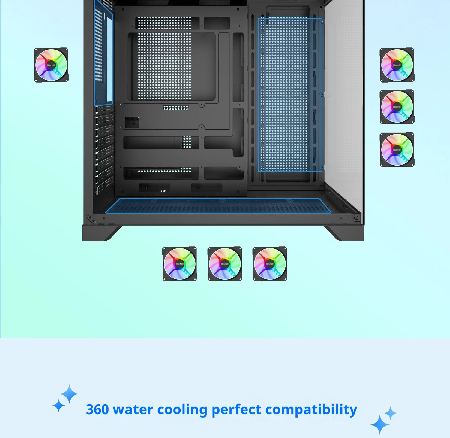 Power train Dreamland PRO ATX motherboard PC gaming 360 water-cooled Sea view room Double-sided glass gaming computer case