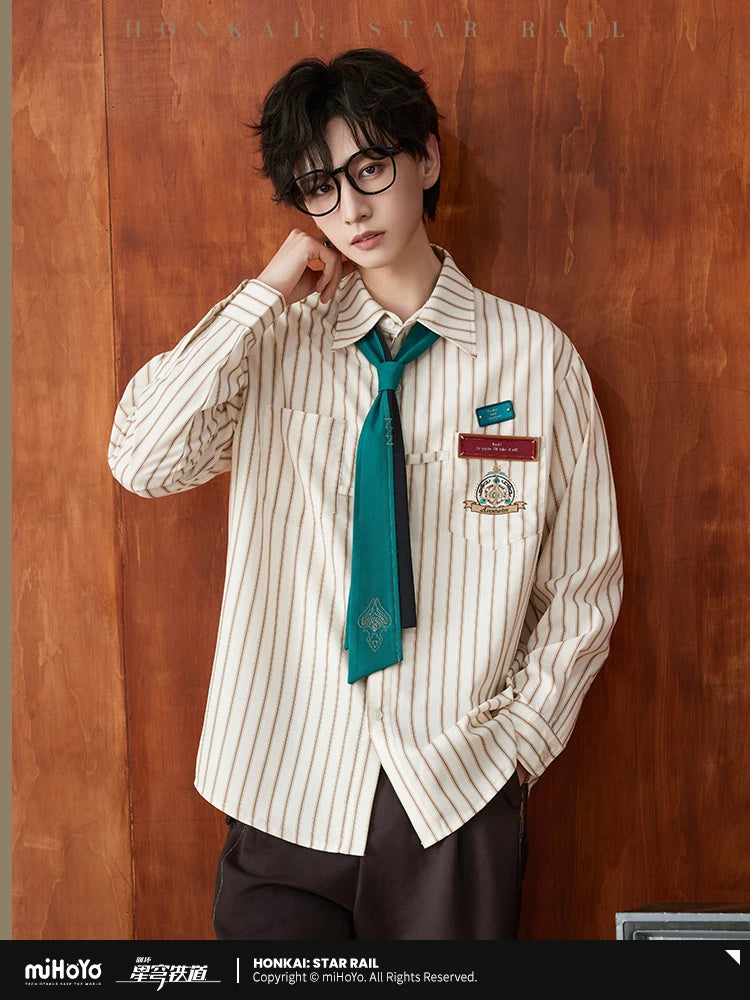 MiHoYo Official Aventurine Fashion Daily Unisex Striped Shirt Cosplay Costumes Casual Long Sleeve Tops Couple Birthday Gifts