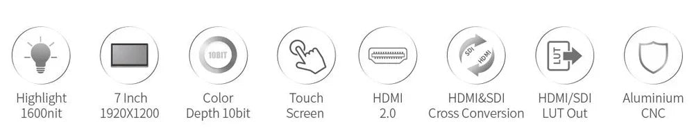 FEELWORLD S7 7-inch 12G-SDI HDMI2.0 Camera Field Monitor 1920x1200 pixels 4K HDMI High Brightness 1600nit
