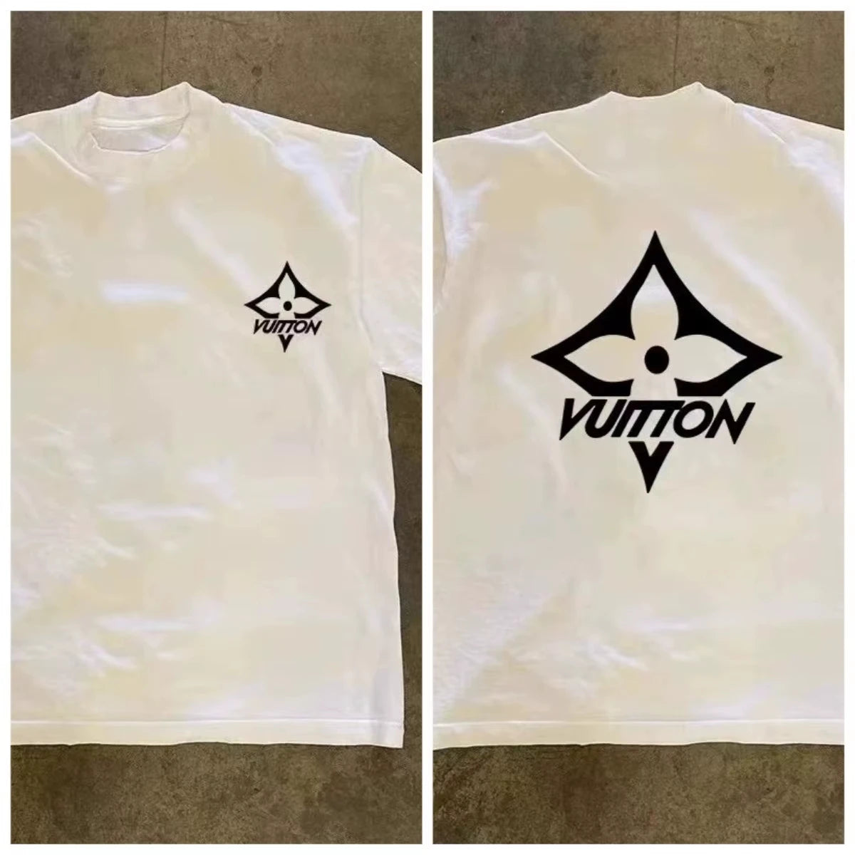 Monogram Flower Geometric Print Cotton T Shirts for Men Women 2025 Summer Short Sleeve Tees Streetwear Casual