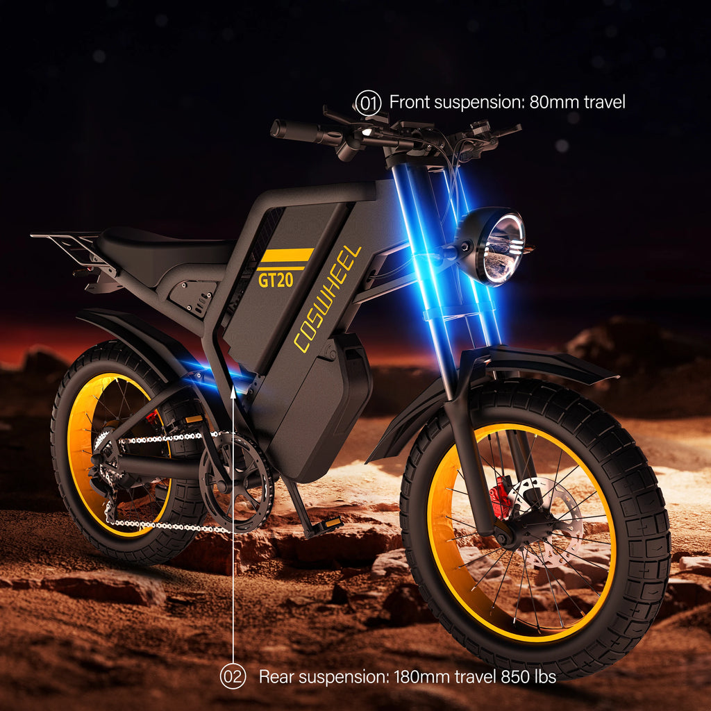 COSWHEEL GT20 MAX Electric Dirt Bike Teens Adults, 2000W 60V E-Bike with Dual Suspension, Hydraulic Brakes, Off-Road Tires