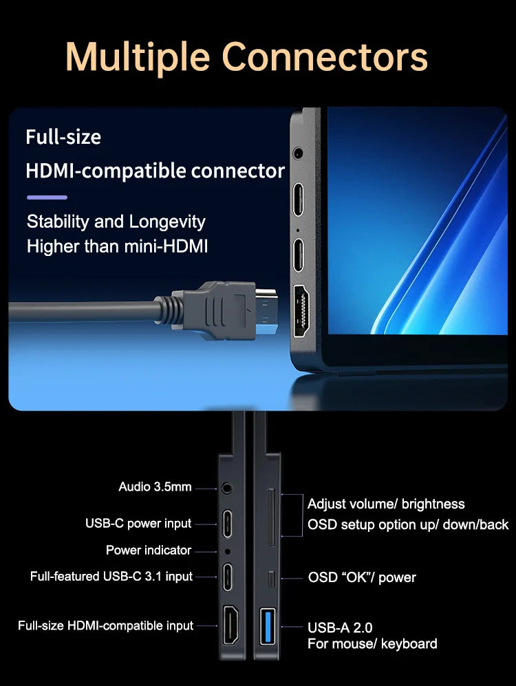 VCHANCE 15.6'' 4K OLED Portable Monitor Touchscreen 16:10 100%DCI-P3 Office Display for Mini PC Laptop Phone XBox Switch Macbook