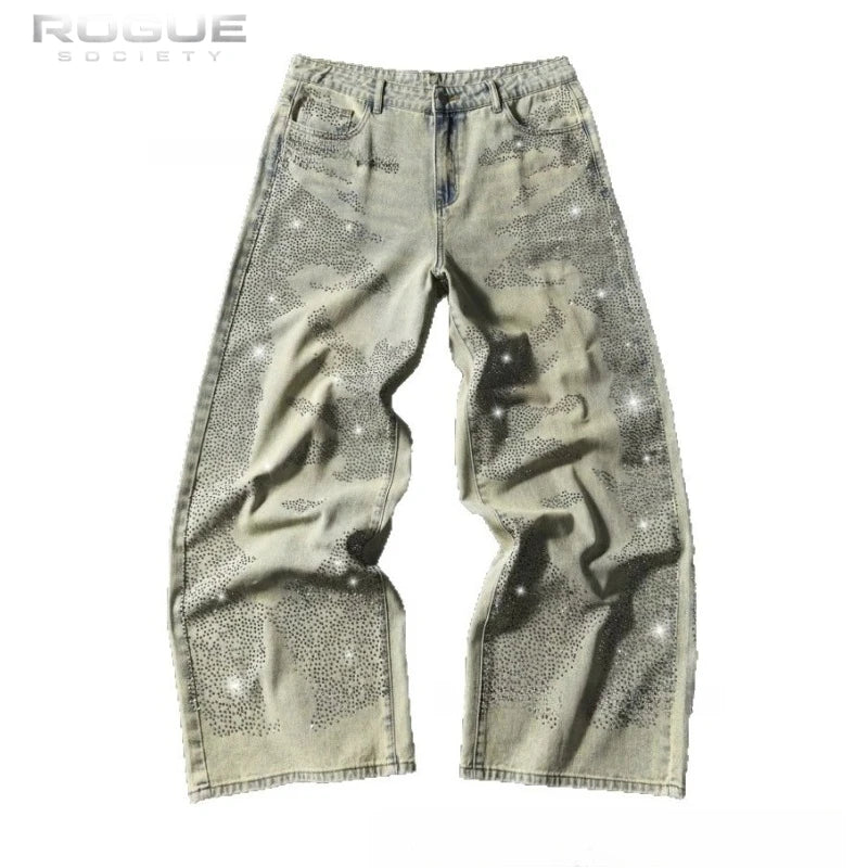 Japanese Tiger Sakura Men Jeans Summer Y2K Wide Leg Denim Pants Streetwear Hip Hop Retro Harajuku Loose Vintage Trousers Unisex