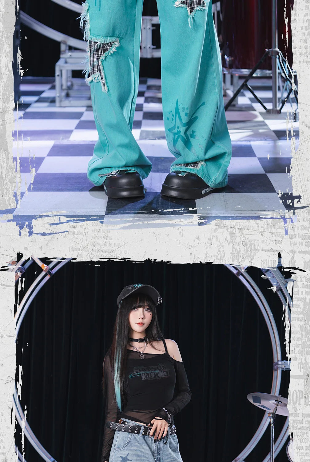 Moeyu Hatsune Miku Women Denim Trousers Jeans Pants Vocaloid Cosplay Casual Costume Woman Clothing Girl Punk Pant Streetwear