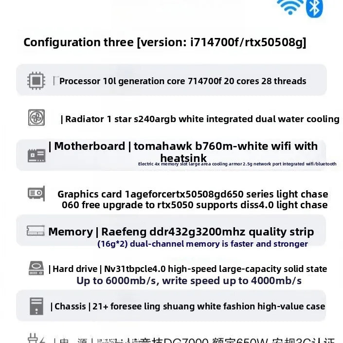 RTX5070/i7 14700F/32G High-end Game LIVE Design Rendering Assembly Computer Host