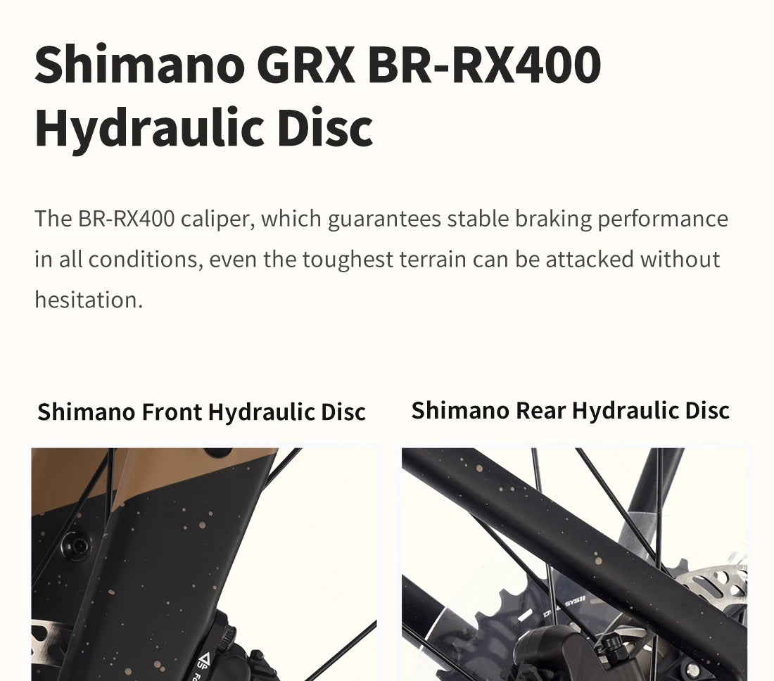 SAVA E-BIKE Carbon Fiber Gravel Electric Assist Bicycle, equipped with SHIMAN0 GRX ST-RX600 groupset