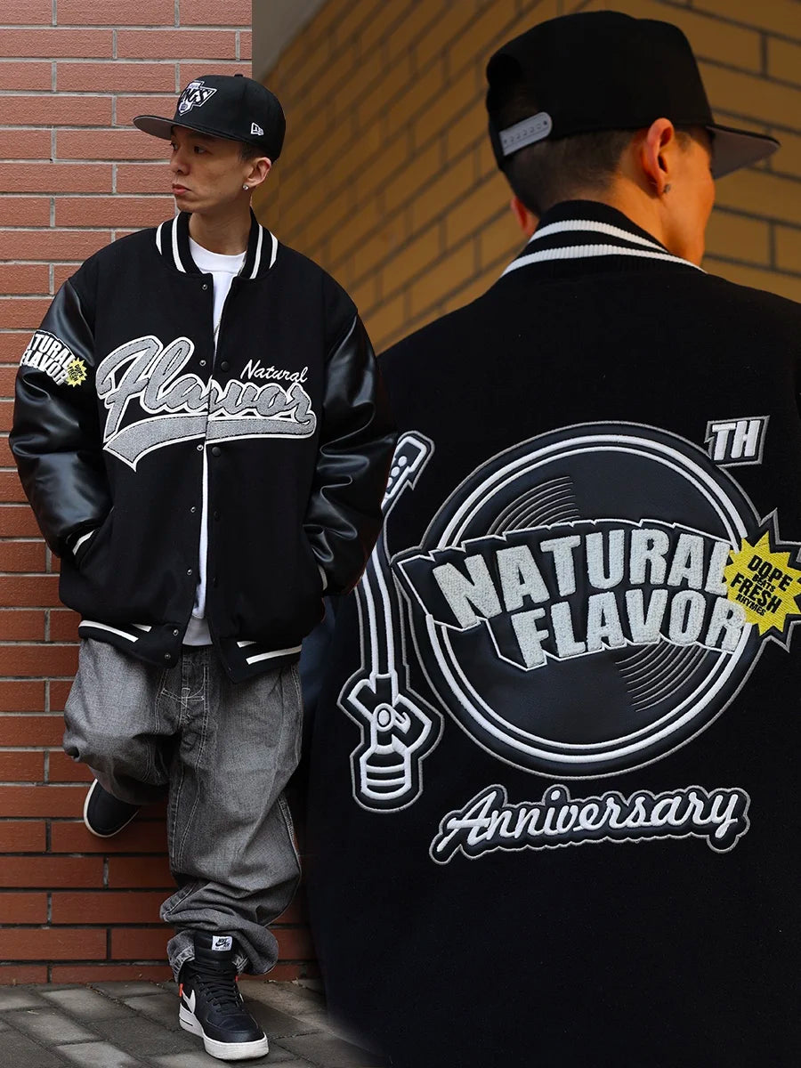 ACUSA Sports 0th Anniversary Baseball Jaet Loose Fit Hip Hop Sle Youth Casual Cotton Woolen Coat Printed Design