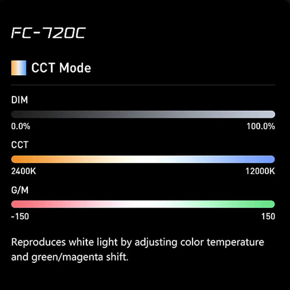 Nanlite FC-720B FC-720C LED Spotlight Wide CCT Range High Color Accuracy Built-in Special Effects for Filmmaking Video Studio