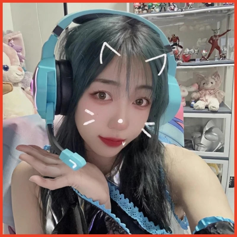 Hot Moeyu Hatsune Miku Esports Heart Series Anime Esports Headset Mechanic Surround Sound Wired Headset Christmas Gift Toy