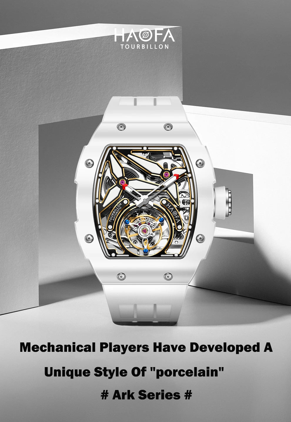 Haofa Automatic Flying Tourbillon Men's Luxury Watch Ceramic Case Skeleton Mechanical Sapphire Man Watch Business 1901-2