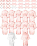 12 Pack Satin Women Robes Kimono Robe Bulk with Sleeping Mask and Hair Tie Sets Silky Bathrobes for Birthday Wedding Party