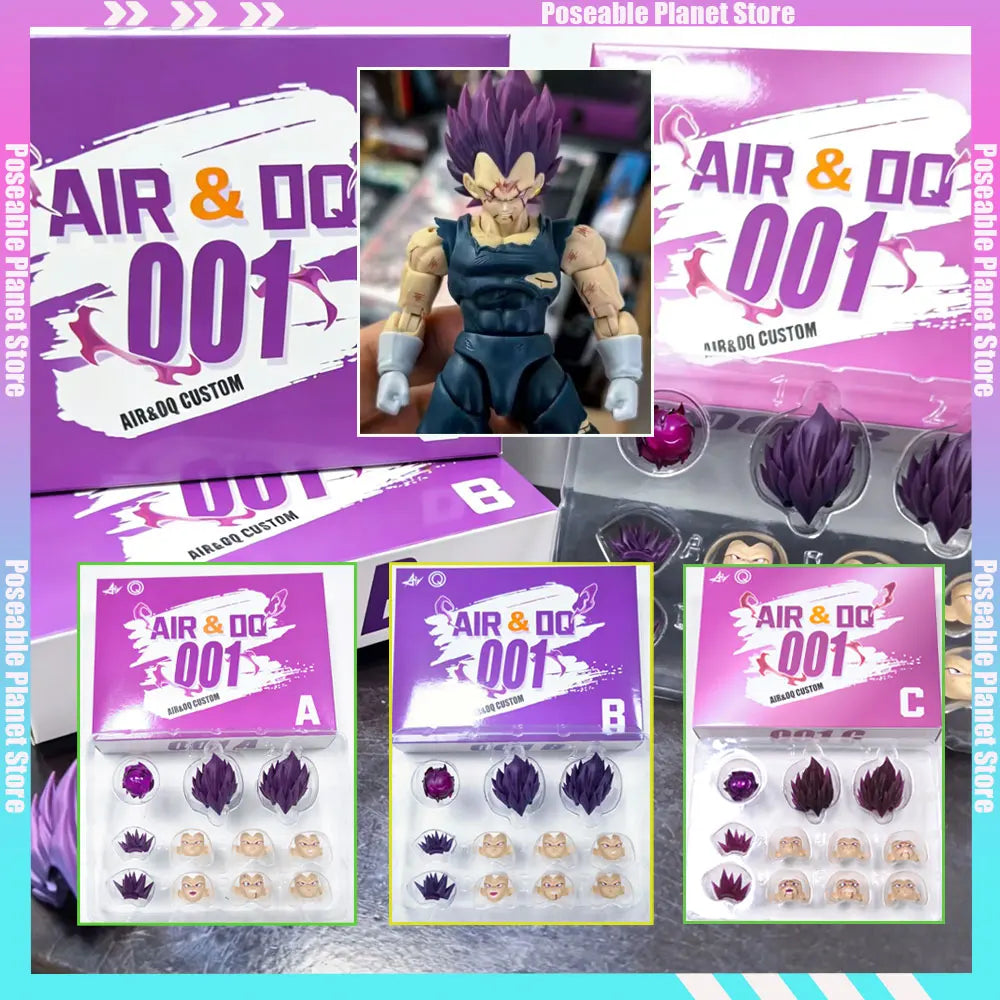 Air&OQ Studio Dragon Ball Z Shf Super Saiyan SSJ Majin Vegeta Custom Heads Head Accessories Action Figures Air&OQ001 A B C Toys