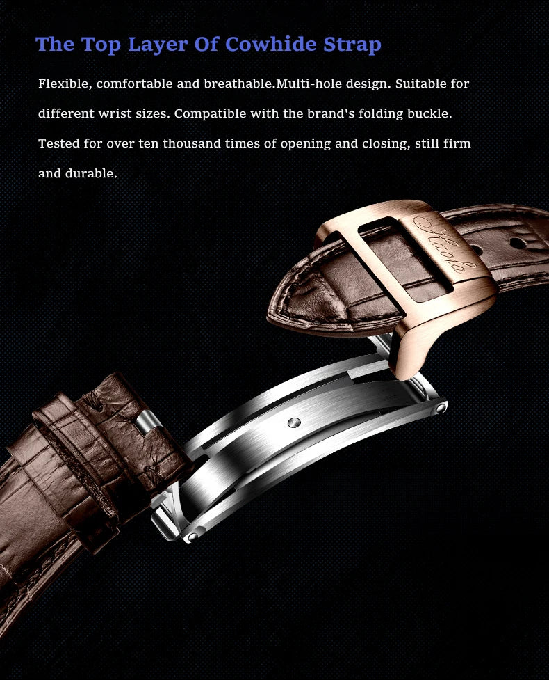 Haofa Automatic Flying Tourbillon Movement Watch Man Luxury Sapphire Skeleton Moon Phase Complete Calendar Watches For Men 8003