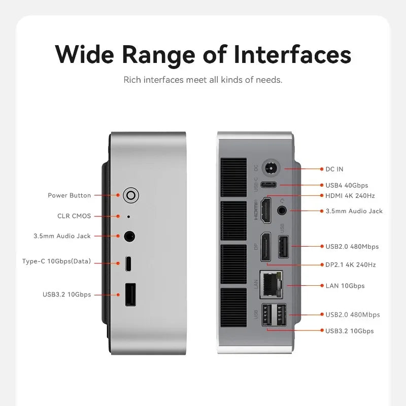 Beelink SER9 Pro AMD Ryzen AI 9 HX 370 / R7 H255 Powerful AI PC LPDDR5X 8000MHz Mini Gaming PC NVMe SSD Desktop Gamer Computer