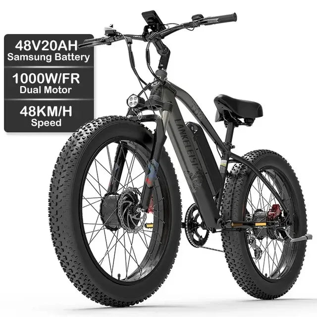 2000W LANKELEISI MG740PLUS Electric Bike 26" 48V 20AH Dual Motor Mountain E-bike