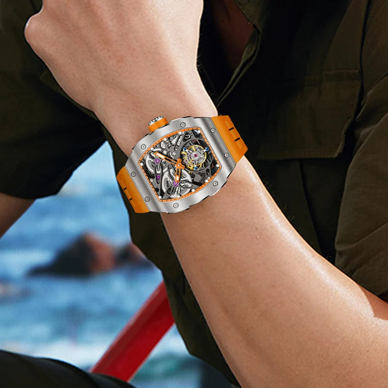 Haofa Automatic Tourbillon Movement Man Watch Flying Tourbillon Mechanical Stainless Steel Men's Luxury Watch Skeleton 1908