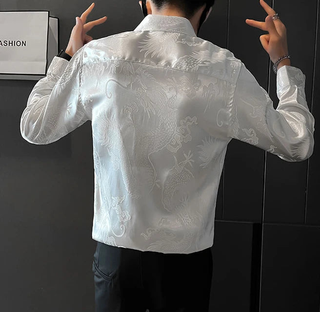Shirts For Men Business Black Man Shirt Funny Plain Anime Graphic High Quality Luxury Summer Fashion 2025 Trend Slim Fit Silk