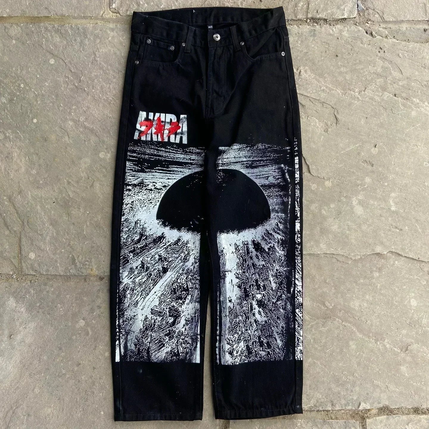 New Y2K Japanese Anime Cartoon Printing Men Loose Trend Jeans Street High Waist Women Pants Hip Hop Harajuku Men's Clothing