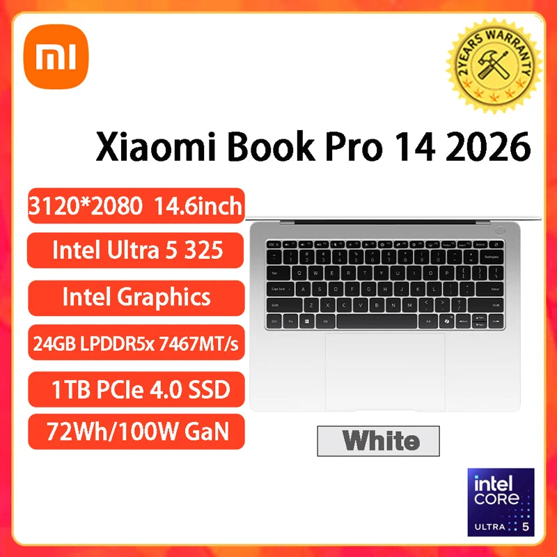 2026 Xiaomi RedmiBook Pro 14 Laptop Mi Notebook U5-325/U-338H/U7-358H 24GB/32GB 1TB