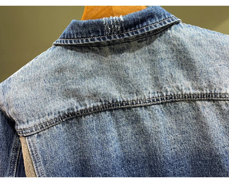Streetwear Fashion Men Jacket High Quality Retro Blue Patched Designer Ripped Denim Jacket Men Coats Hip Hop Chaquetas Hombre