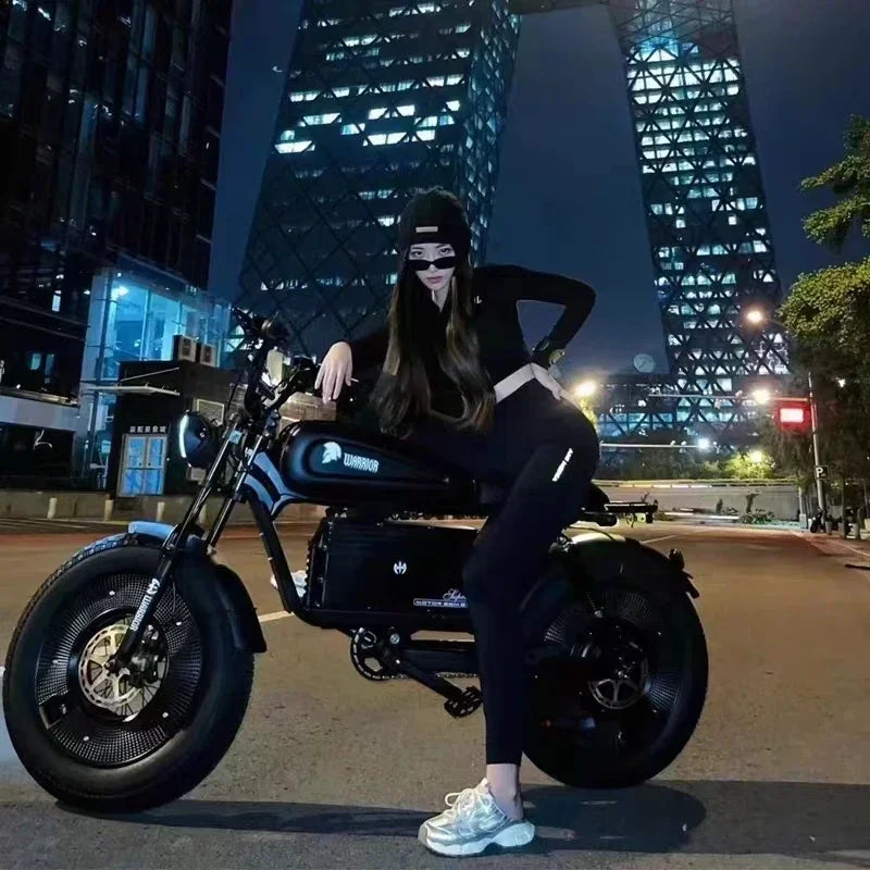 Ebike ZPW Black Warrior 3000W 60V 45AH Camping Motorcycle, Adult Electric Bike 20 Inch Fat Tire Electric Bike