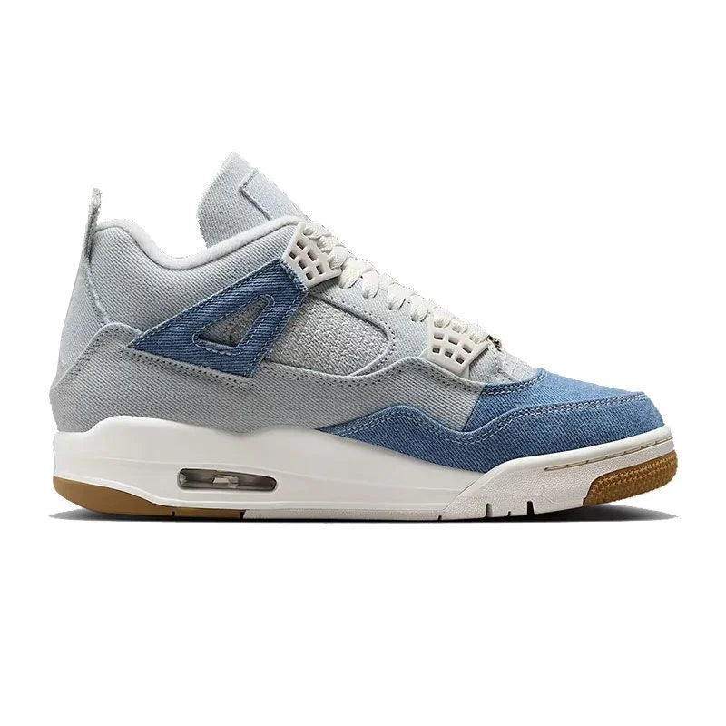 Nike Jordan Air Jordan 4 Fashion Denim Design Comfortable Mid-Top Retro Basketball Shoes Women's White Blue IB6716-100